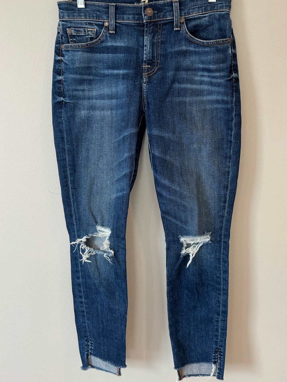 7 For All Mankind Womens Jeans Blue Sz 26 The Ankle Skinny Denim Cotton Spandex